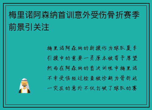 梅里诺阿森纳首训意外受伤骨折赛季前景引关注