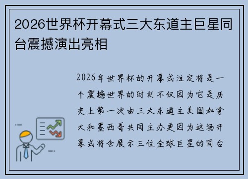 2026世界杯开幕式三大东道主巨星同台震撼演出亮相
